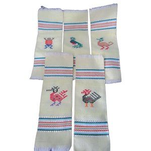 Woven Embroidered Southwest Style Vintage Cocktail Napkins A Set of Five EUC